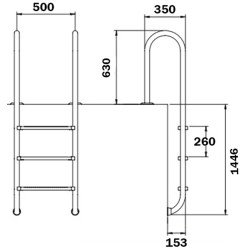 Лестница для бассейна Flexinox Muro (5 ступеней), AISI-316L