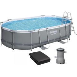 Каркасний басейн Bestway 56448 Power Steel (488х305х107 см) з картриджним фільтром, драбиною та захисним тентом