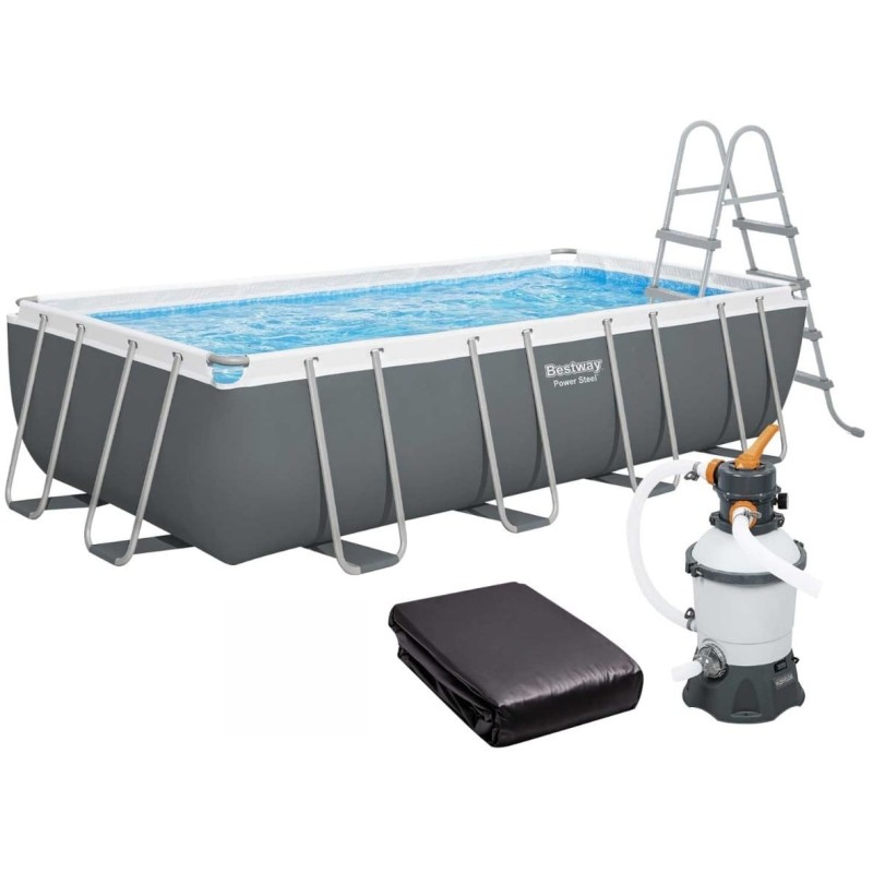 Каркасный бассейн Bestway 56671 (488х244х122 см) с песочным фильтром, лестницей и тентом Каркасный бассейн Bestway 56671 (488х244х122 см) с песочным фильтром, лестницей и тентом