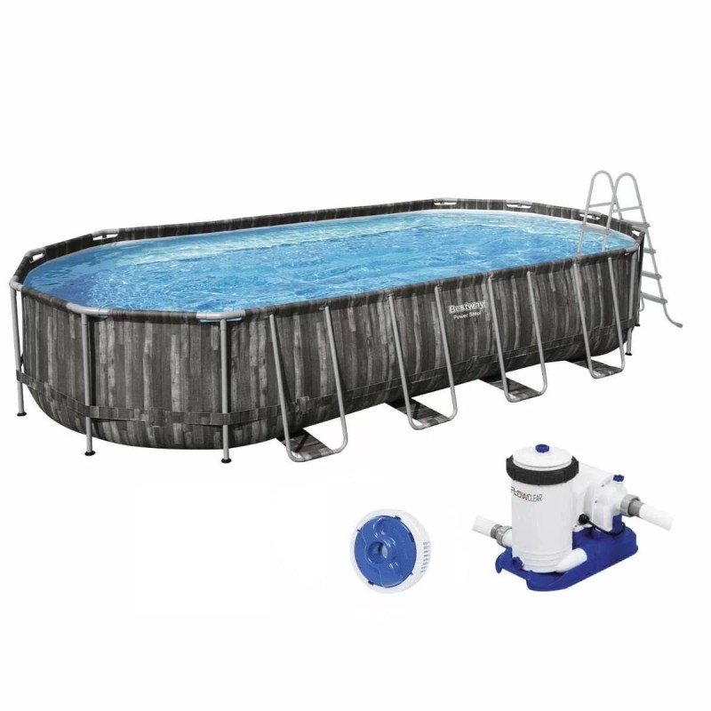 Каркасний басейн Bestway Wood Style 5611T (732х366х122 см) з картриджним фільтром та драбиною 