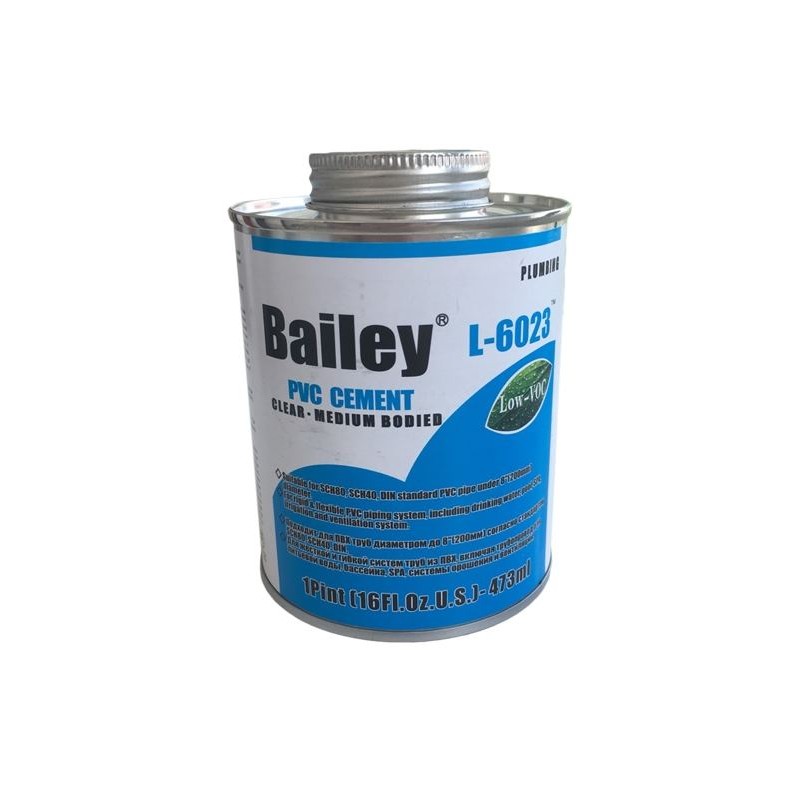 Клей для труб ПВХ Bailey L-6023 473 мл, прозорий