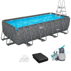 Каркасный бассейн Bestway Grey 561KA (549х274х132 см) с песочным фильтром, тентом и лестницей