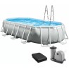 Каркасний басейн Intex 26798 OVAL (610х305х122 см) з картриджним фільтром, драбиною та тентом