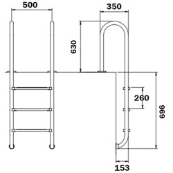 Сходи для басейну Flexinox Muro (2 сходинки), AISI-316L