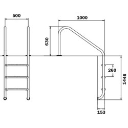 Сходи для басейну Flexinox Overflow (5 сходинок), AISI-316L