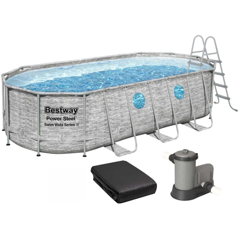 Каркасний басейн Bestway 56716 (549х274х122 см) з картриджним фільтром, драбиною та тентом