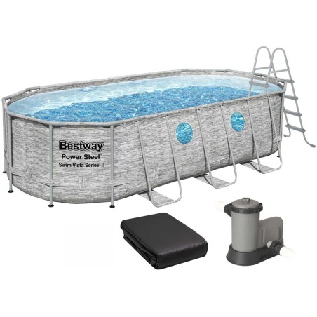 Каркасний басейн Bestway 56716 (549х274х122 см) з картриджним фільтром, драбиною та тентом