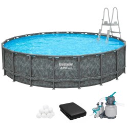 Каркасний басейн Bestway Grey 561JZ (671х132 см) з пісочним фільтром, тентом та драбиною