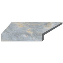 Кутовий Г-подібний елемент бортової плитки Aquaviva Loft Blue, 600x345x50(20) мм (лівий/45°)