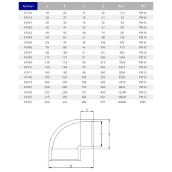 Коліно ПВХ Hidroten 1001009, 90°, d125 мм