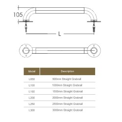 Поручень для басейну Emaux L100 (100 см), AISI-304