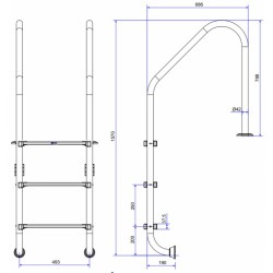 Лестница для бассейна Emaux Standard NSL515-SR (5 cтупеней), AISI-316