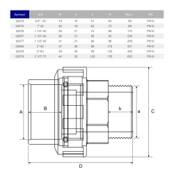 Муфта розбірна ПВХ Hidroten НР 1002075, перехідна, d1"- 32 мм