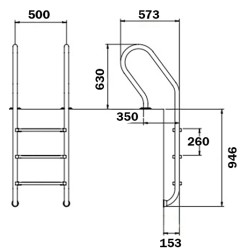 Сходи для басейну Flexinox Mixta (3 сходинки), AISI-304