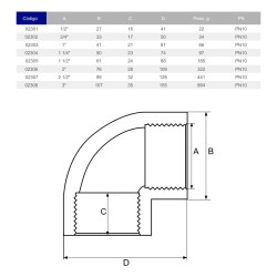 Коліно ПВХ Hidroten ВР-ВР 1002308, різьбове, d3"