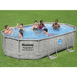 Каркасний басейн Bestway 56946 (488х305х107 см) з пісочним фільтром, драбиною та захисним тентом