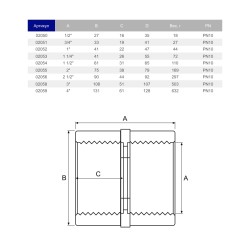 Муфта ПВХ Hidroten ВР-ВР, 1002051, резьбовая, d3/4"