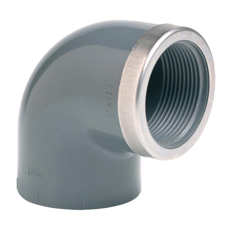 Колено ПВХ Effast RGRGOR020B 90° c металлическим кольцом, d20x1/2"
