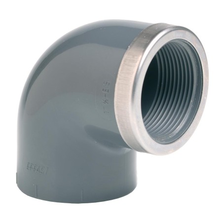 Колено ПВХ Effast RGRGOR020B 90° c металлическим кольцом, d20x1/2"