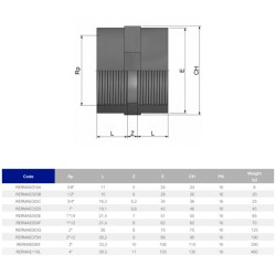 Муфта ПВХ Effast RERMAE016A із внутрішньою різьбою, d3/8"
