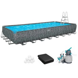 Каркасний басейн Bestway Grey 561KJ (956х488х132 см) з піщаним фільтром, тентом та драбиною
