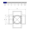 Крестовина ПВХ Hidroten 5V, 1001596, с доп. отводом, d50 мм