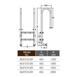 Лестница для бассейна Emaux Muro MUF415-SR (4 ступени), AISI-304