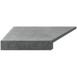 Угловой  Г-образный элемент бортовой плитки Aquaviva Granito Gray, 595x345x50(20) мм (левый/45°)